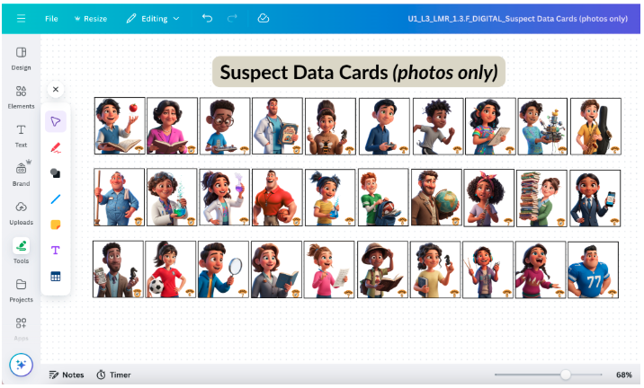 Suspect Data Cards photos only